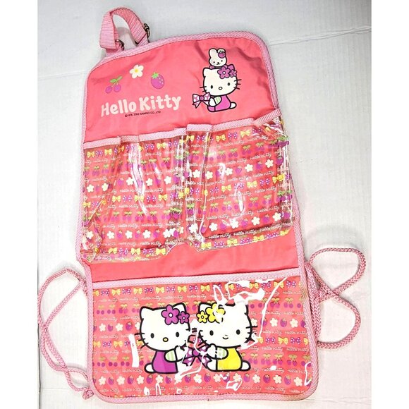 Hello Kitty Vintage 2002 Car Organizer Pink With Pockets & Drawstring Ties - Picture 1 of 12